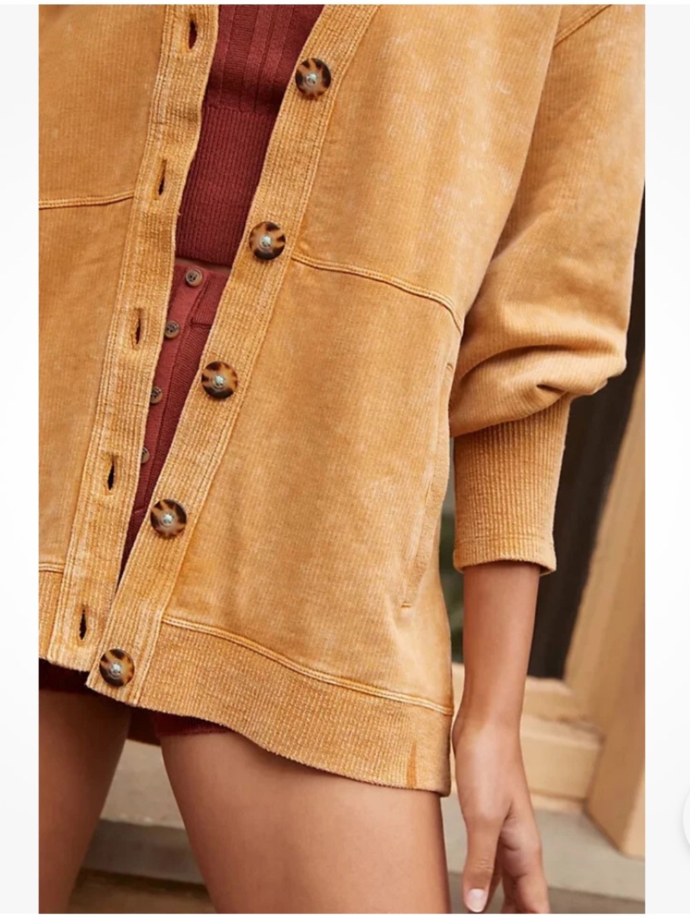 Anthropologie Pilcro Seamed Button Front V-Neck Cardigan Sweater Size Medium - Picture 12 of 15